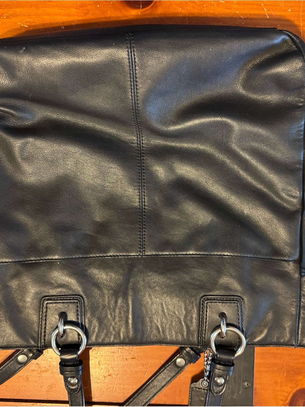 Coach Black Leather Shoulder Tote with Silver Hardware - Picture 2 of 6